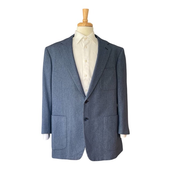 Stefano Ricci Recent Blue Cashmere Cotton Fleece Mens Blazer Size 48 Drop 6